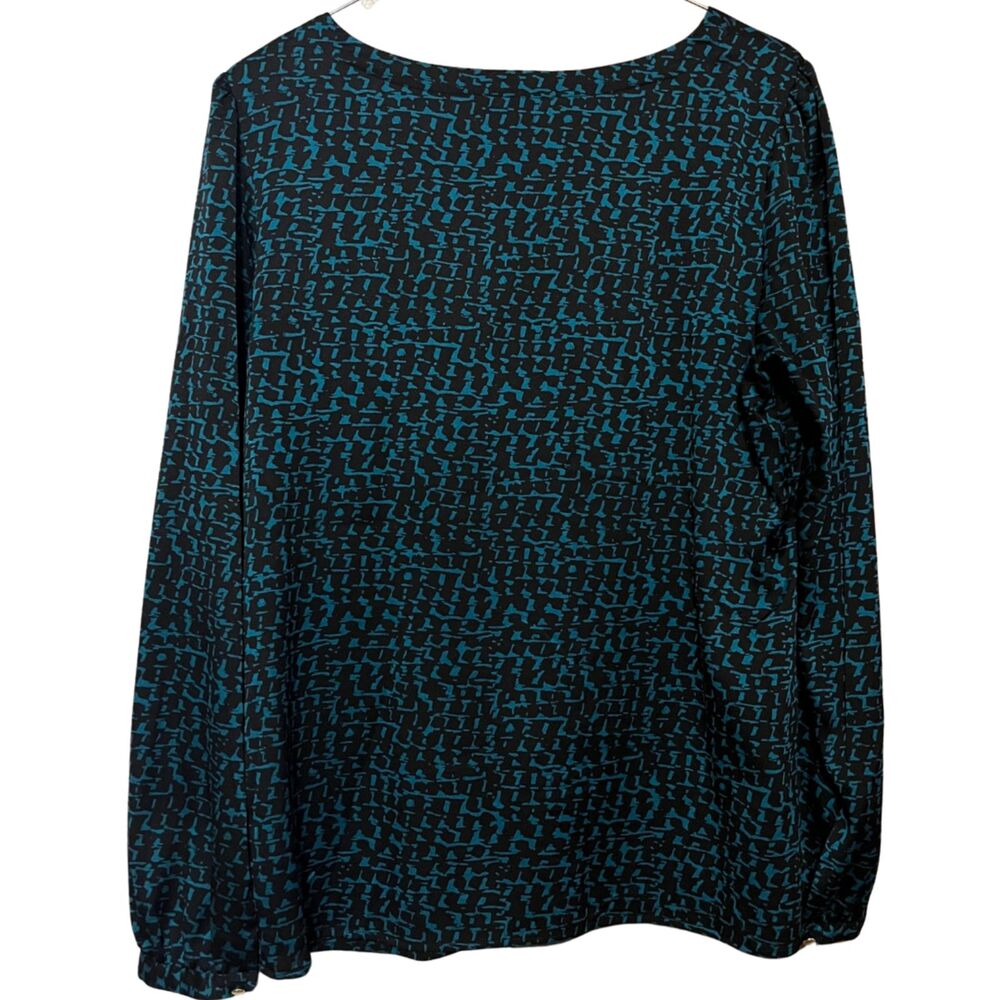 ANN TAYLOR GREEN AND BLACK OVERSIZEDTOP SIZED FLOWY LONG SLEEVE BLOUSE